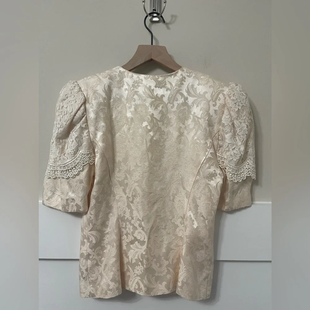 Scott McClintock Vintage Formal Cream Paisley Print Skirt Suit Size 4 - Picture 6 of 13